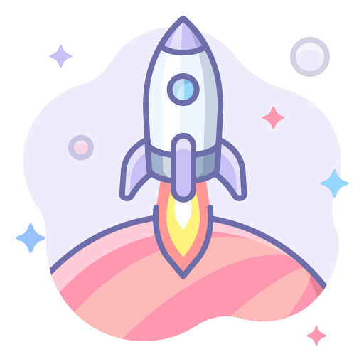 Raketenstart im Weltraum mit Sternen