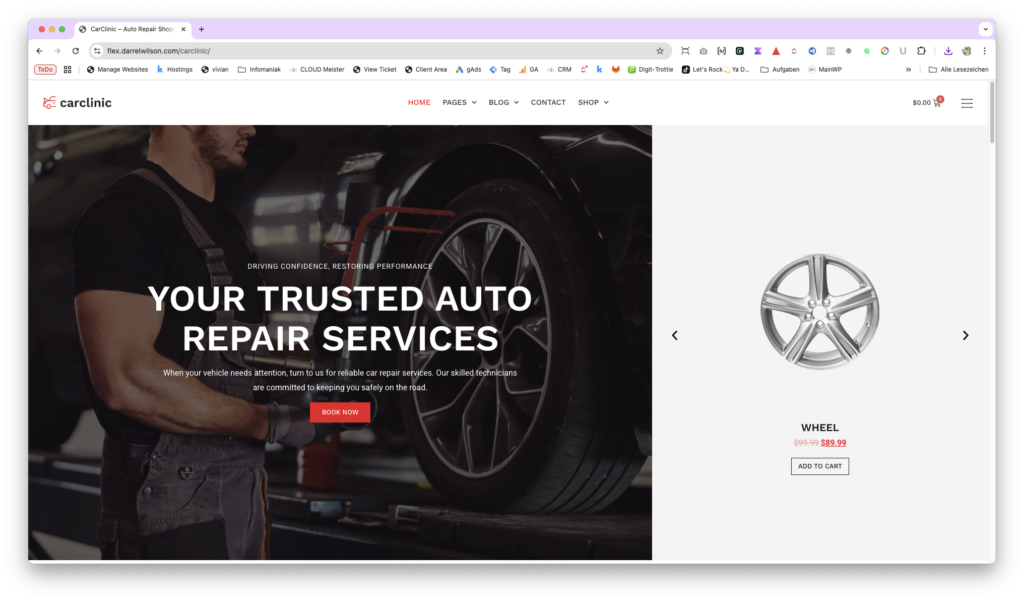 Autoreparaturwerkstatt mit Autoreifen im Angebot
