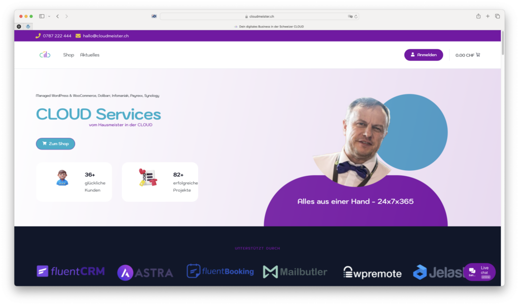 CLOUD Services und zufriedener Kunde auf Webseite