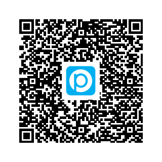 QR-Code mit blauem Symbol in der Mitte